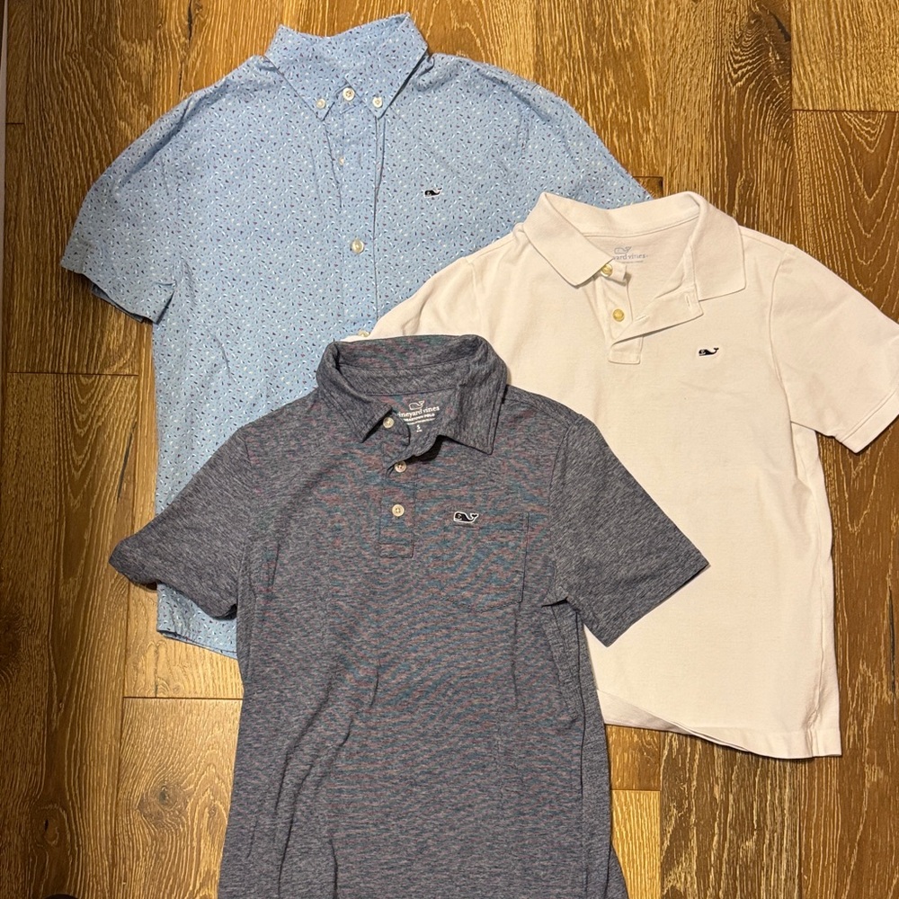 Vineyard Vines Boys Shirt Trio - Light Blue, White, Navy